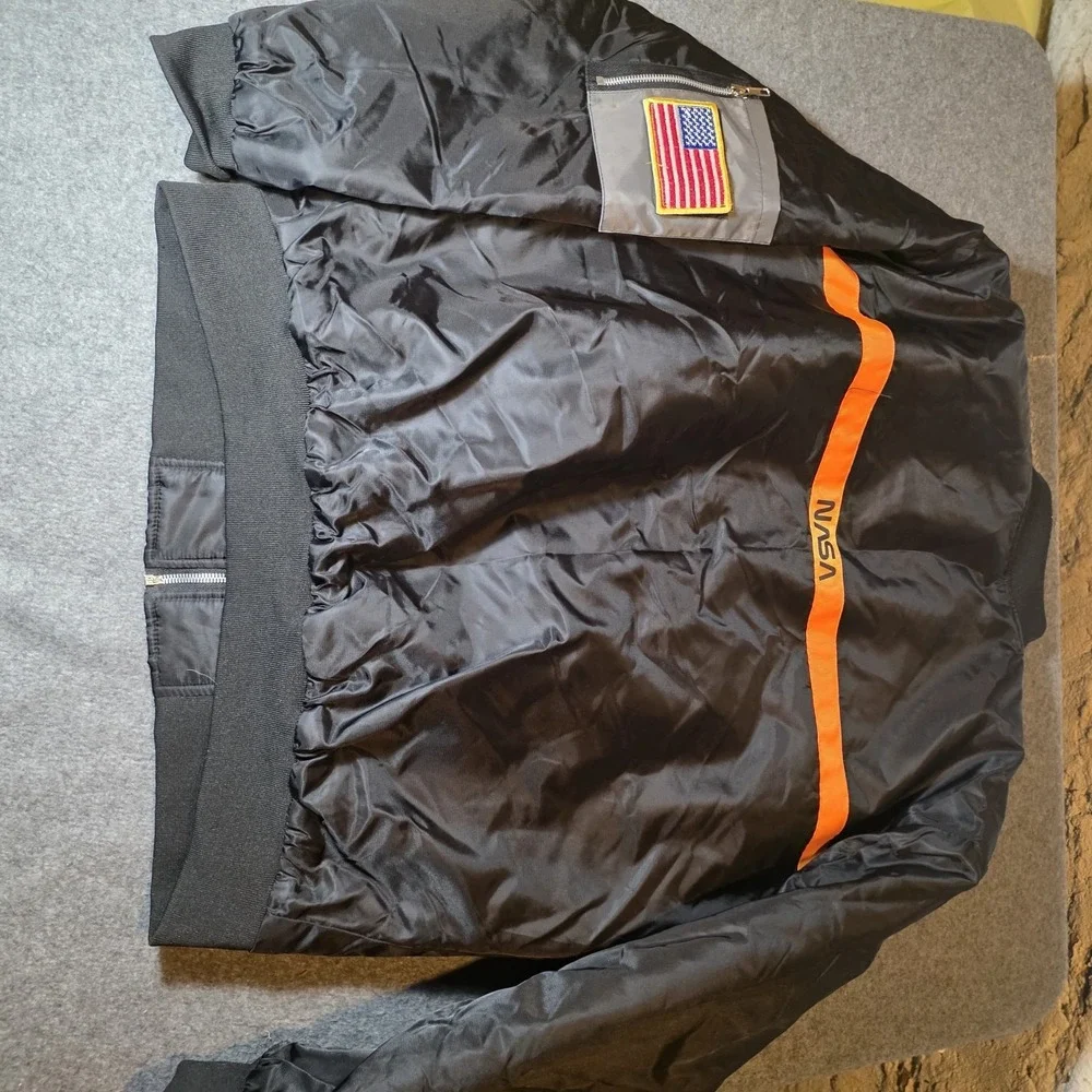 Asstseries Militare black polyester NASA Astronaut full zip jacket adults Lrg F1